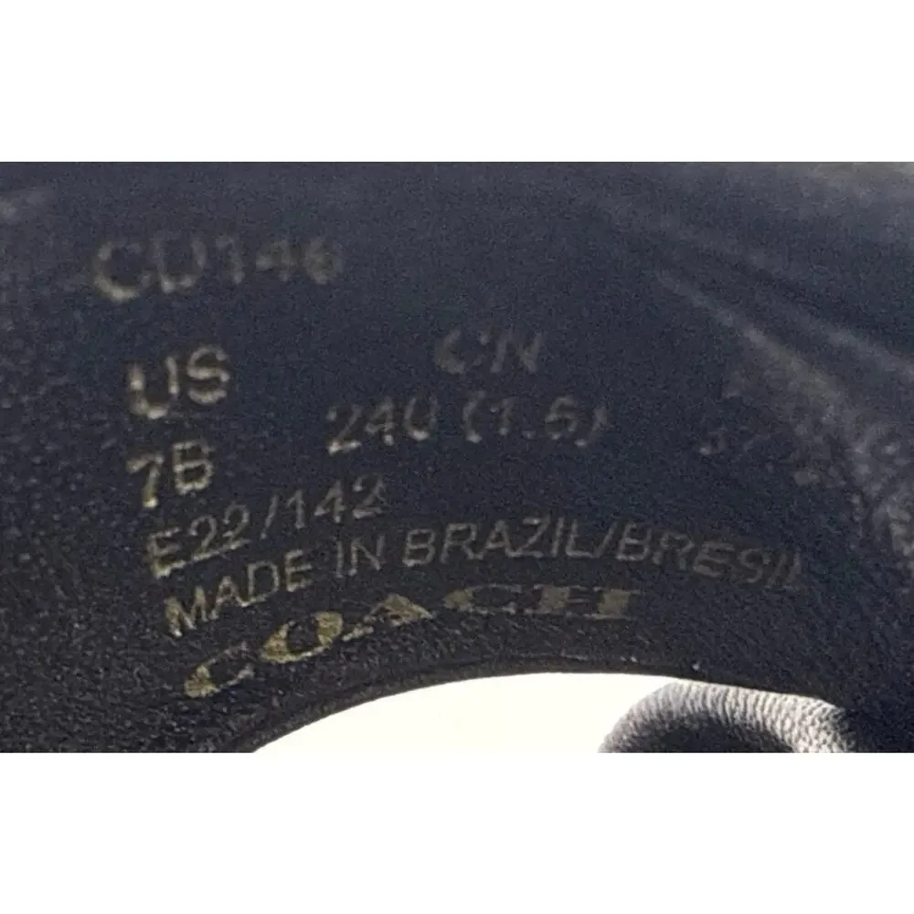 Coach Quincey Black Leather Heeled Sandals Womens 7 B Top Knot Comfort Jacquard - Picture 9 of 15